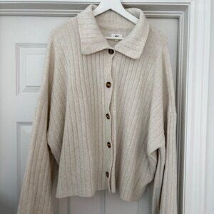 American Eagle Oatmeal Collared Cardigan